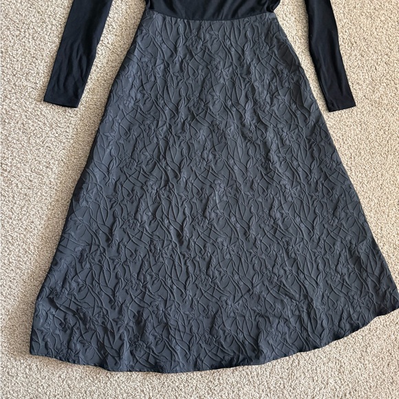 Böhme Black Textured Midi Dress Long Sleeve Twist Front Women’s size Small - Picture 3 of 13